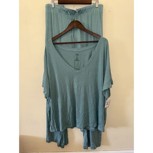 Auden Other - NWT Auden Cloud Knit 2-Piece Pajama Set Sage Green 4X V-Neck Top & Pants